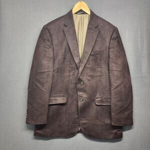 Chaps Mens Sport Coat 42R Brown Faux Vegan Suede Jacket